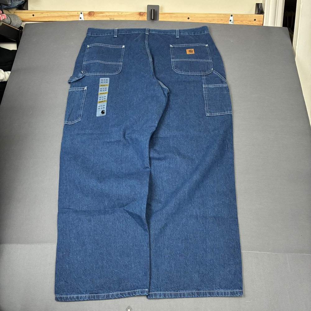 Carhartt Men's Original Dungaree Fit Wide Leg Dark Wash Jeans Size 42x30 (40x30)